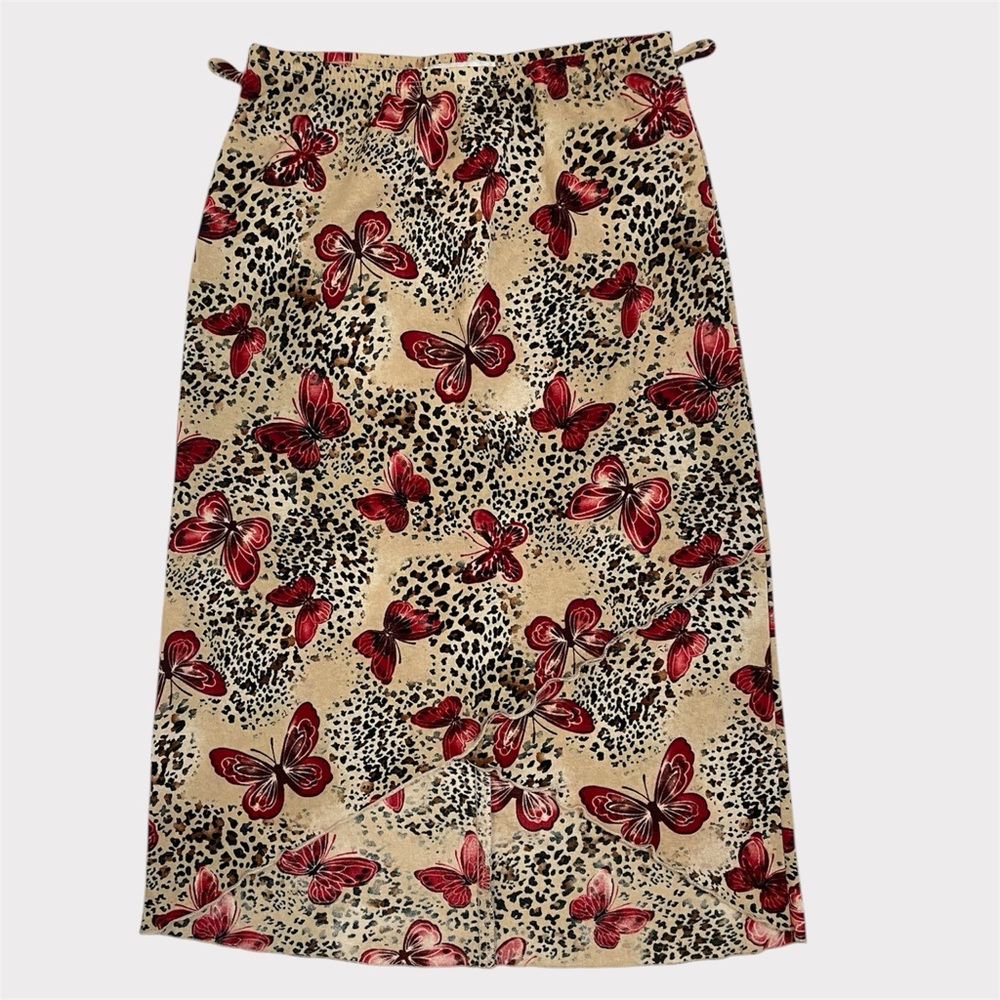 Vintage Y2K Leopard and Butterfly Print Skirt